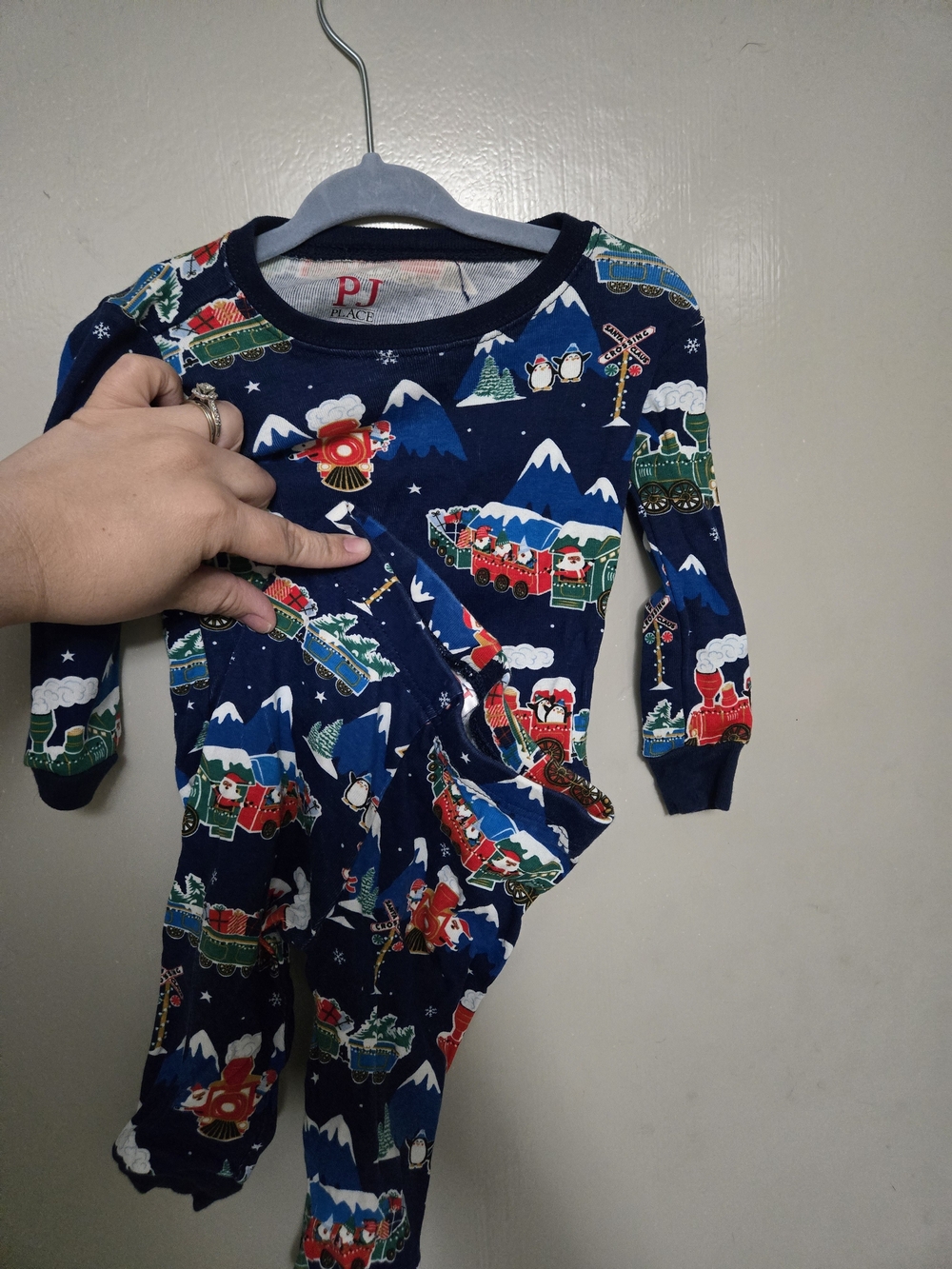 The Children's Place Navy Blue Holiday Train Pajama Set